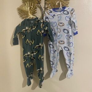 Carter's Green and Blue Footies with Fun Prints